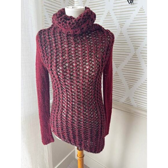 Helmut Lang Women’s Size P XS Red Open Knit Italian Wool Sweater - Picture 2 of 8